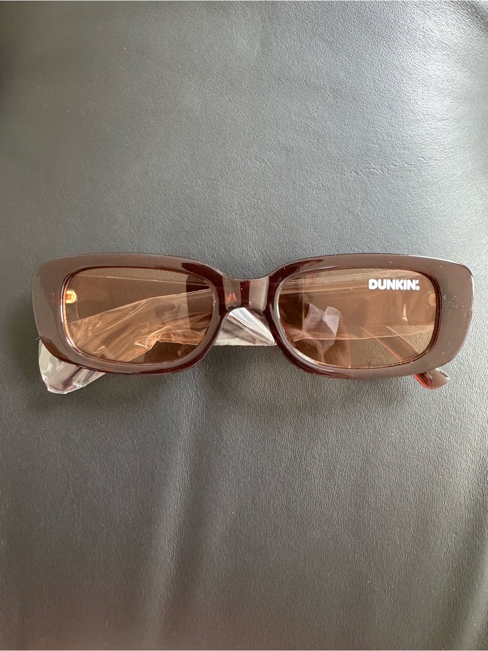 DUNKIN' DONUTS Rectangular Brown Sunglasses with Logo on lens and side arm. O/S - Picture 3 of 5